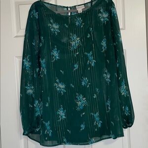 Floral Green Sheer Women's Top